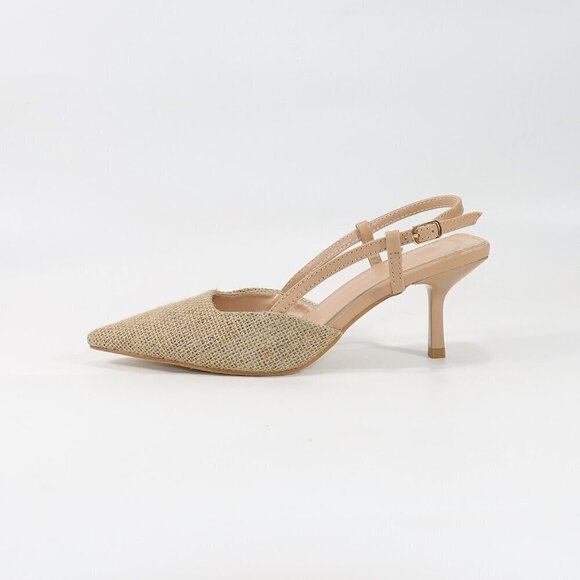 Apricot Casual Women's Ankle Strap High Heel French Sequins Bridal Sandals - Picture 6 of 7